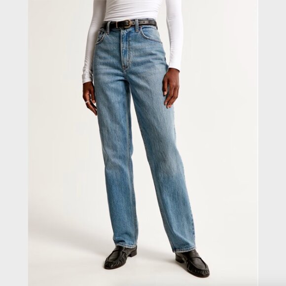 Abercrombie & Fitch 90s Straight Ultra High Rise Blue Jeans - Size 26 / 2 - Picture 3 of 9